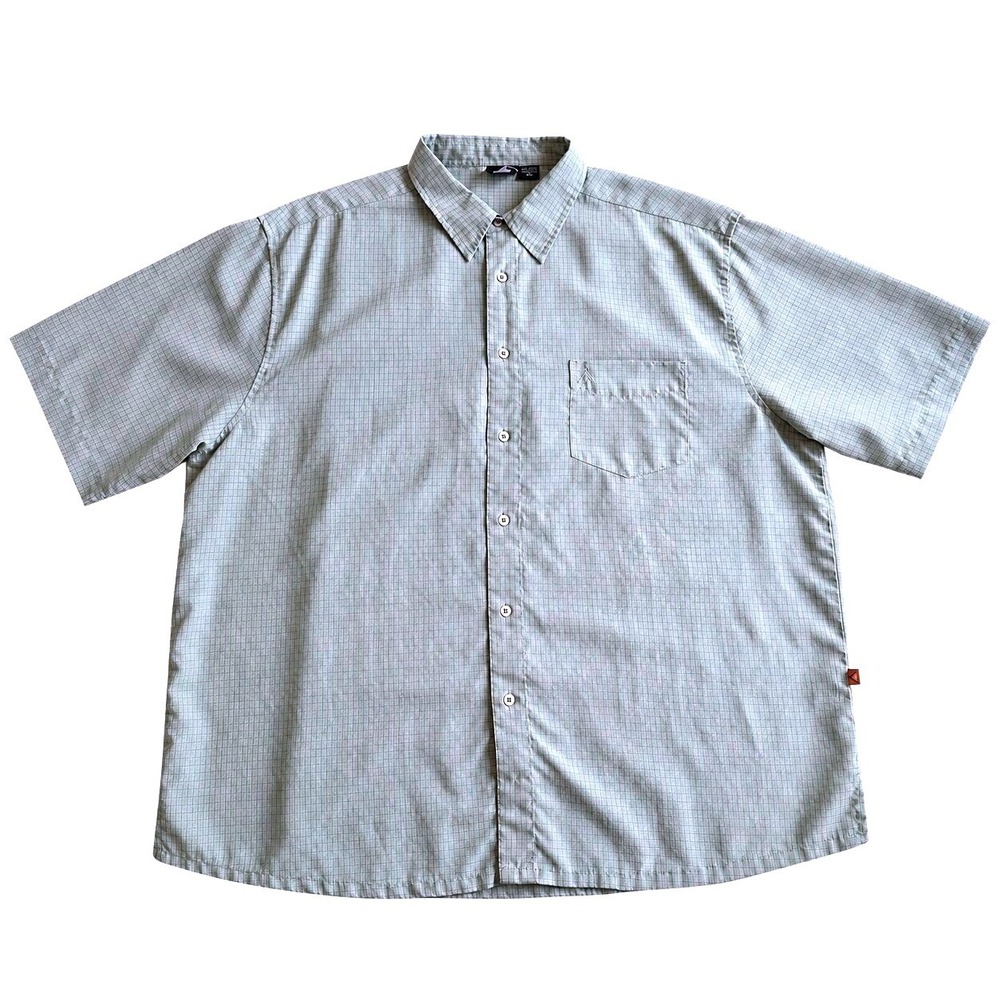 Sherpa Adventure Gear Mens XXL 2XL Green Grid Modal Travel Hiking Shirt SS Nepal